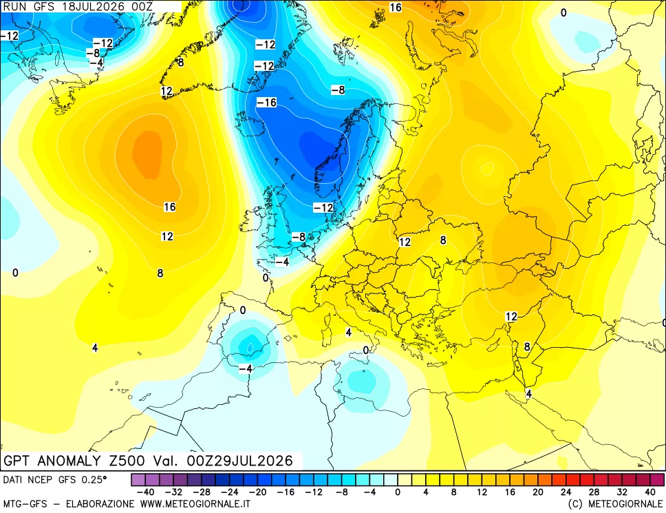 mappa 500 hPa GPT Anomaly vs Cli.No 1981-2010