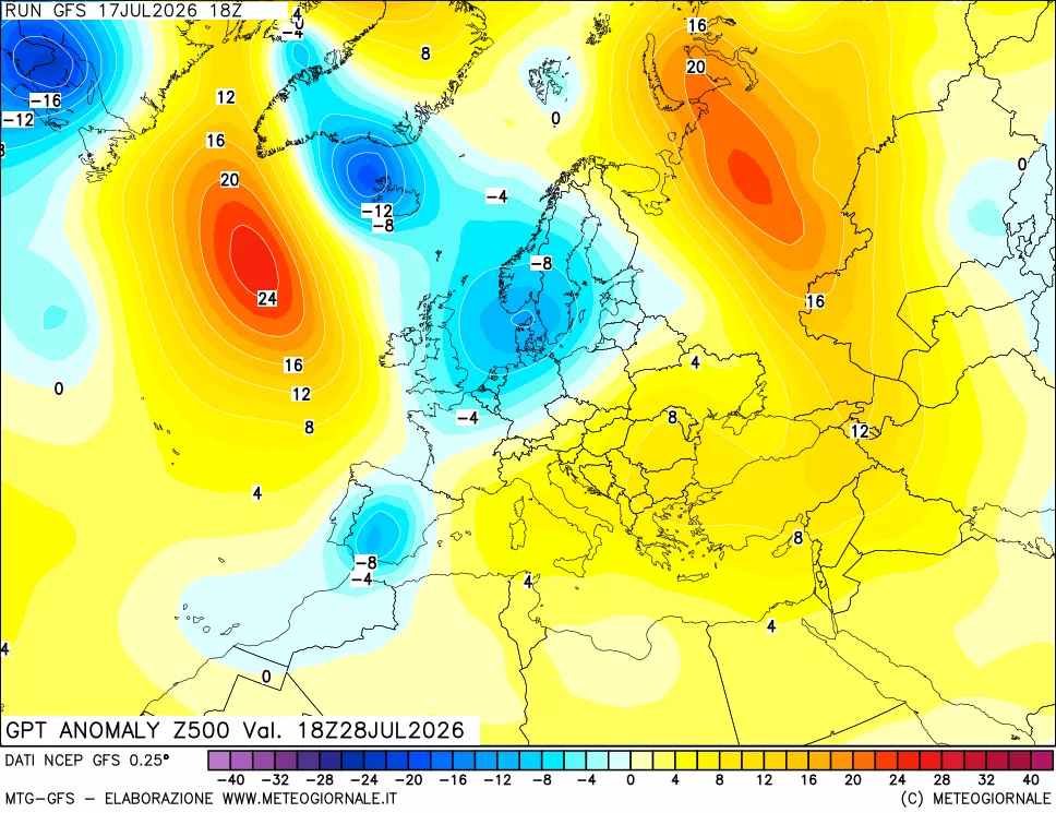 mappa 500 hPa GPT Anomaly vs Cli.No 1981-2010