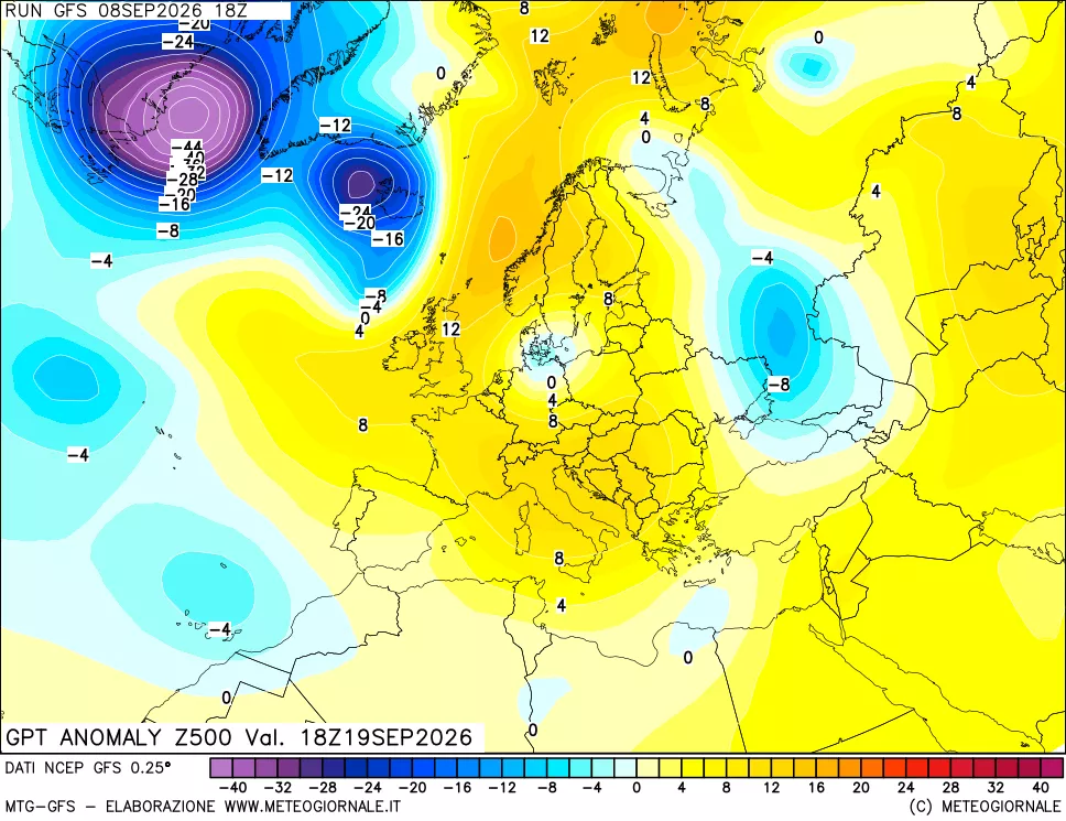 mappa 500 hPa GPT Anomaly vs Cli.No 1981-2010