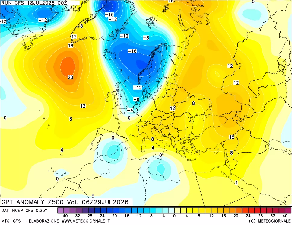 mappa 500 hPa GPT Anomaly vs Cli.No 1981-2010