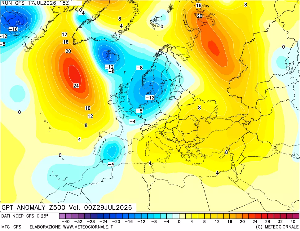 mappa 500 hPa GPT Anomaly vs Cli.No 1981-2010