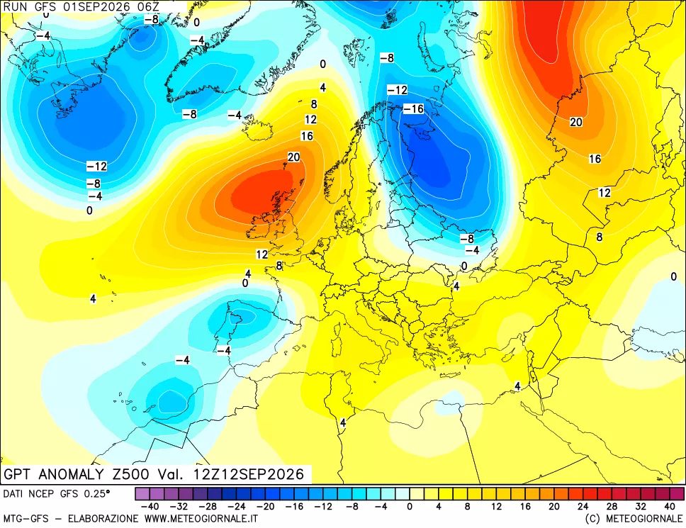 mappa 500 hPa GPT Anomaly vs Cli.No 1981-2010