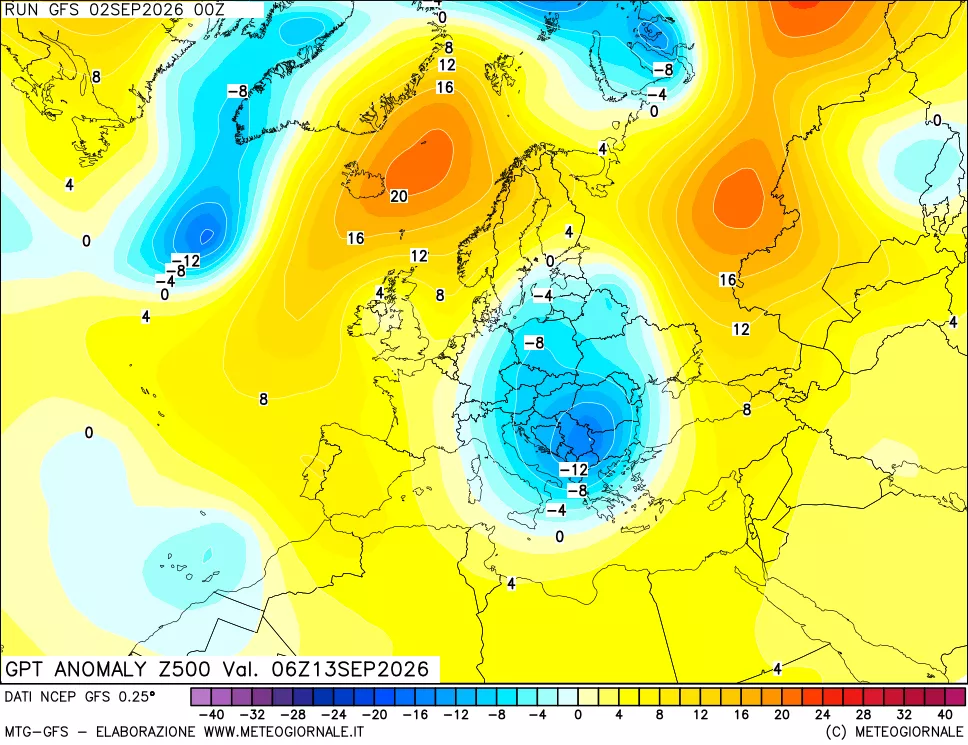 mappa 500 hPa GPT Anomaly vs Cli.No 1981-2010
