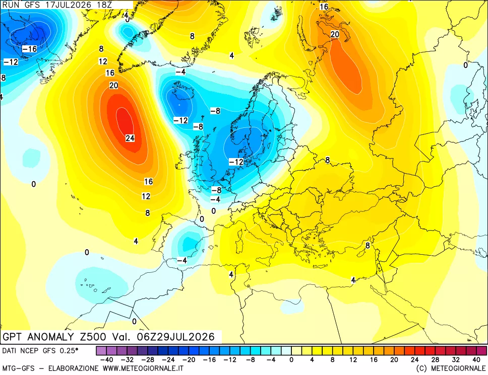 mappa 500 hPa GPT Anomaly vs Cli.No 1981-2010