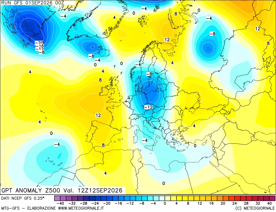 mappa 500 hPa GPT Anomaly vs Cli.No 1981-2010