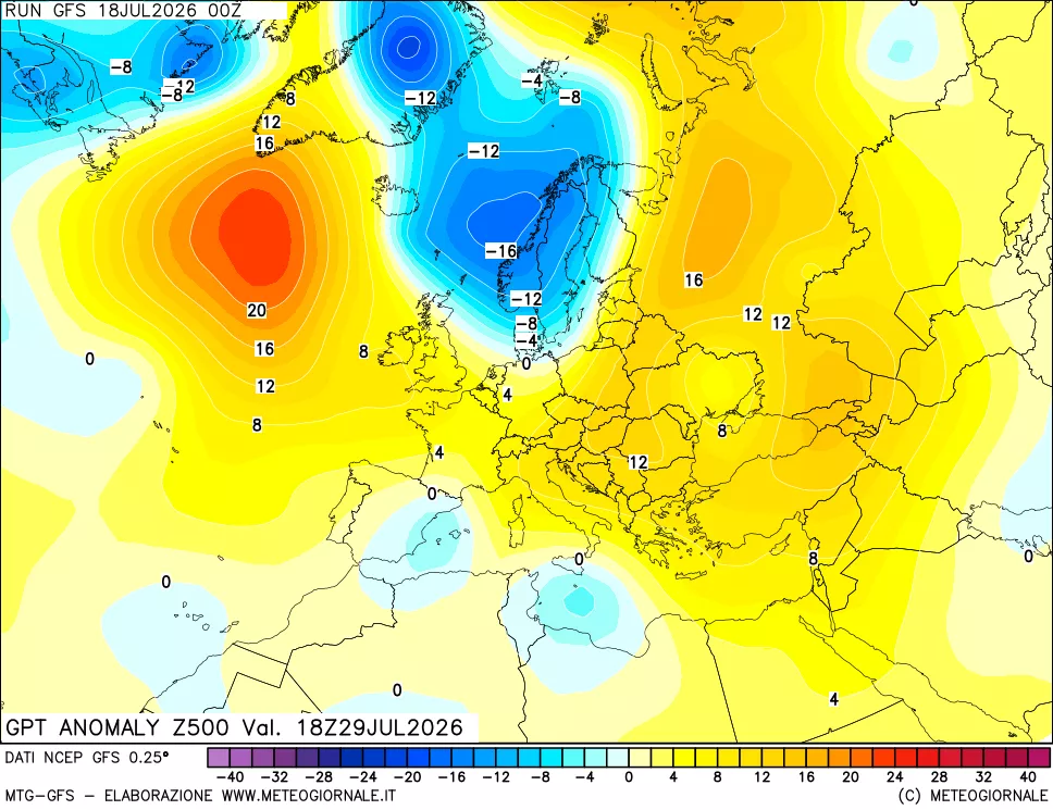 mappa 500 hPa GPT Anomaly vs Cli.No 1981-2010