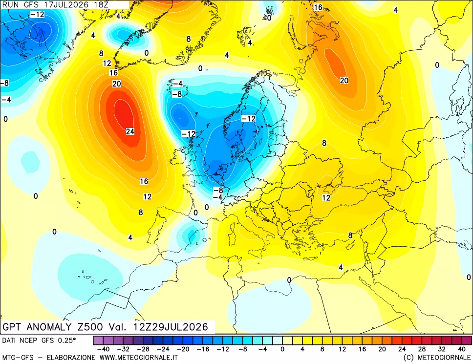 mappa 500 hPa GPT Anomaly vs Cli.No 1981-2010
