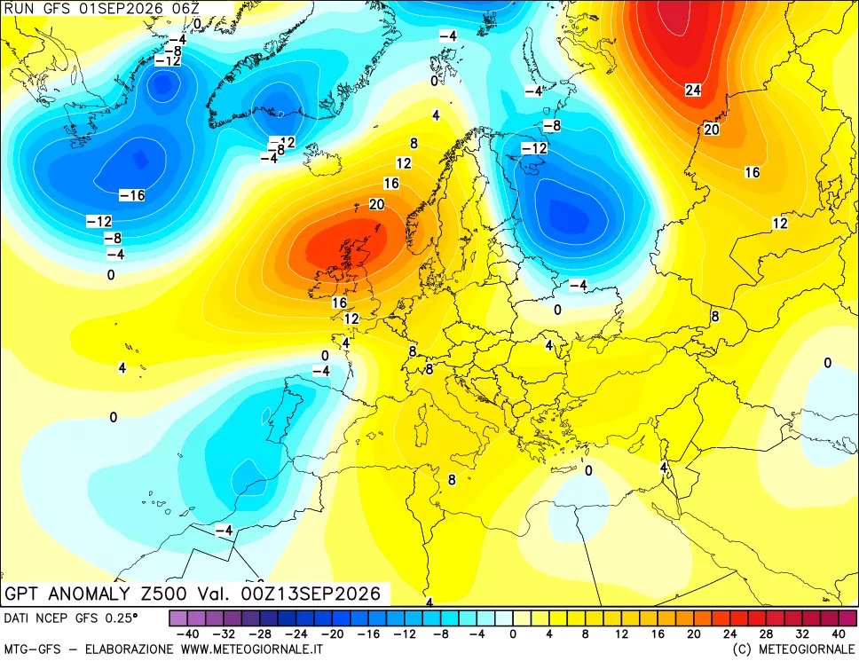 mappa 500 hPa GPT Anomaly vs Cli.No 1981-2010