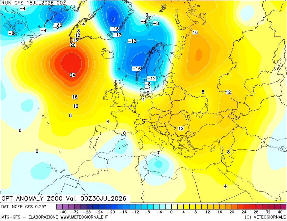 mappa 500 hPa GPT Anomaly vs Cli.No 1981-2010
