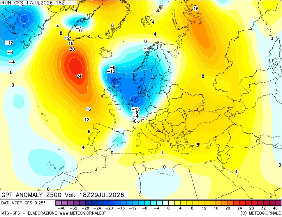 mappa 500 hPa GPT Anomaly vs Cli.No 1981-2010