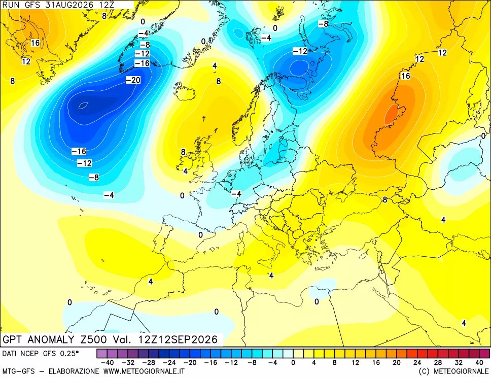 mappa 500 hPa GPT Anomaly vs Cli.No 1981-2010