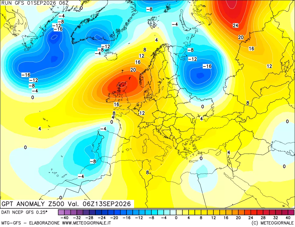 mappa 500 hPa GPT Anomaly vs Cli.No 1981-2010