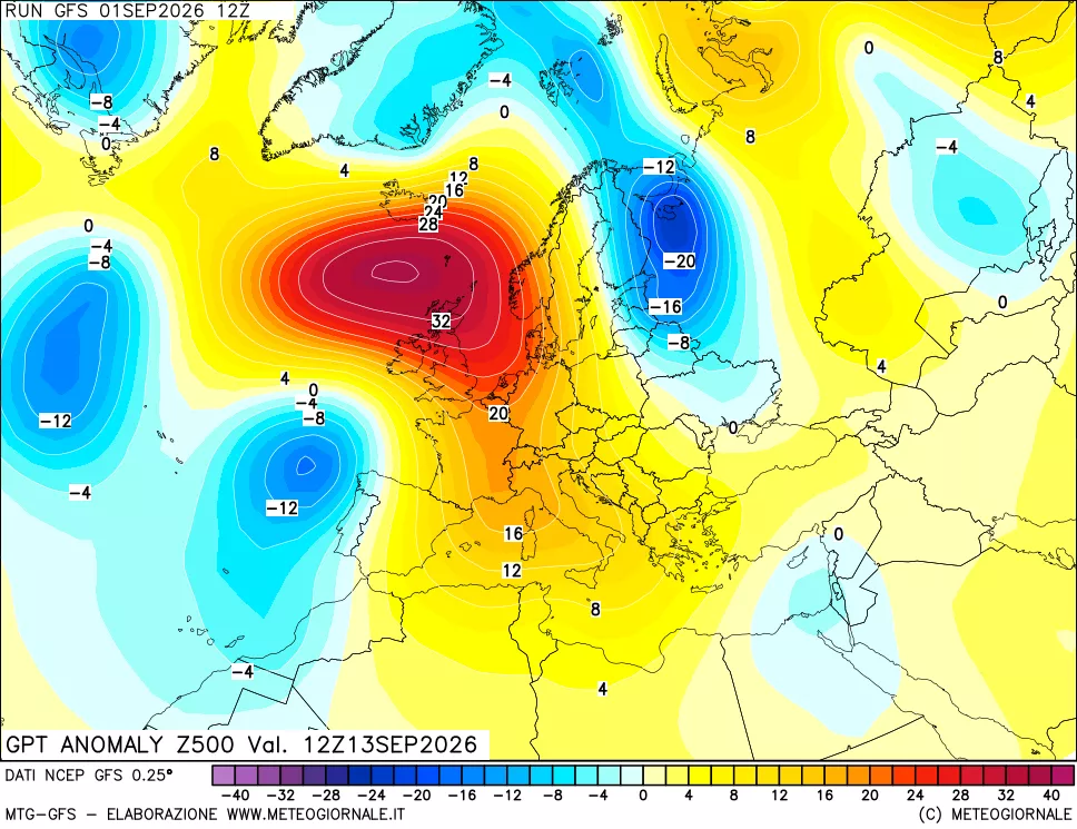 mappa 500 hPa GPT Anomaly vs Cli.No 1981-2010