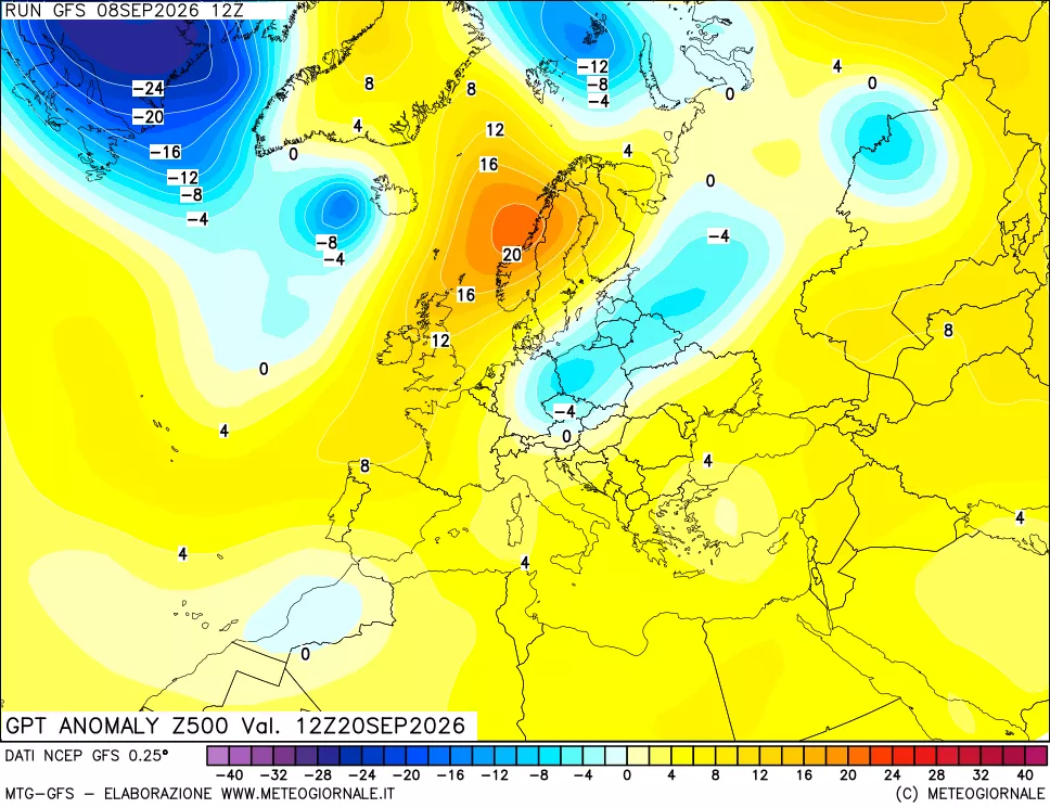 mappa 500 hPa GPT Anomaly vs Cli.No 1981-2010