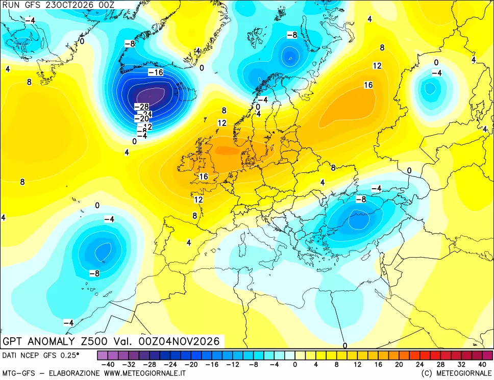 mappa 500 hPa GPT Anomaly vs Cli.No 1981-2010