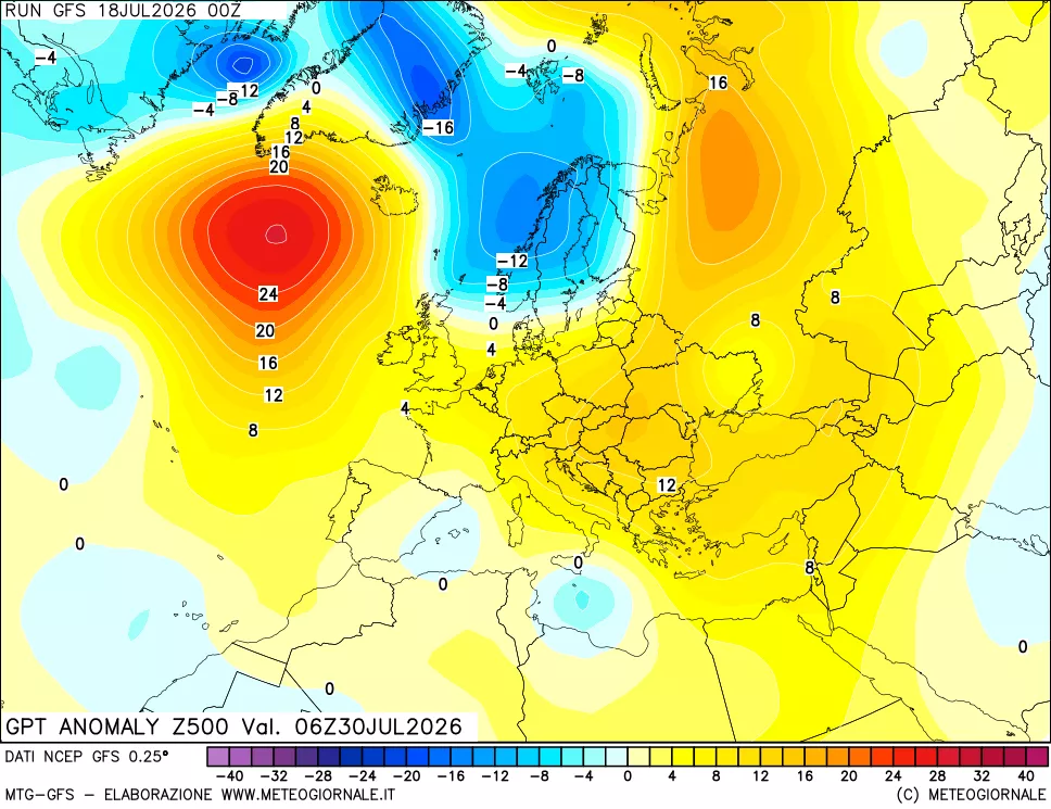 mappa 500 hPa GPT Anomaly vs Cli.No 1981-2010