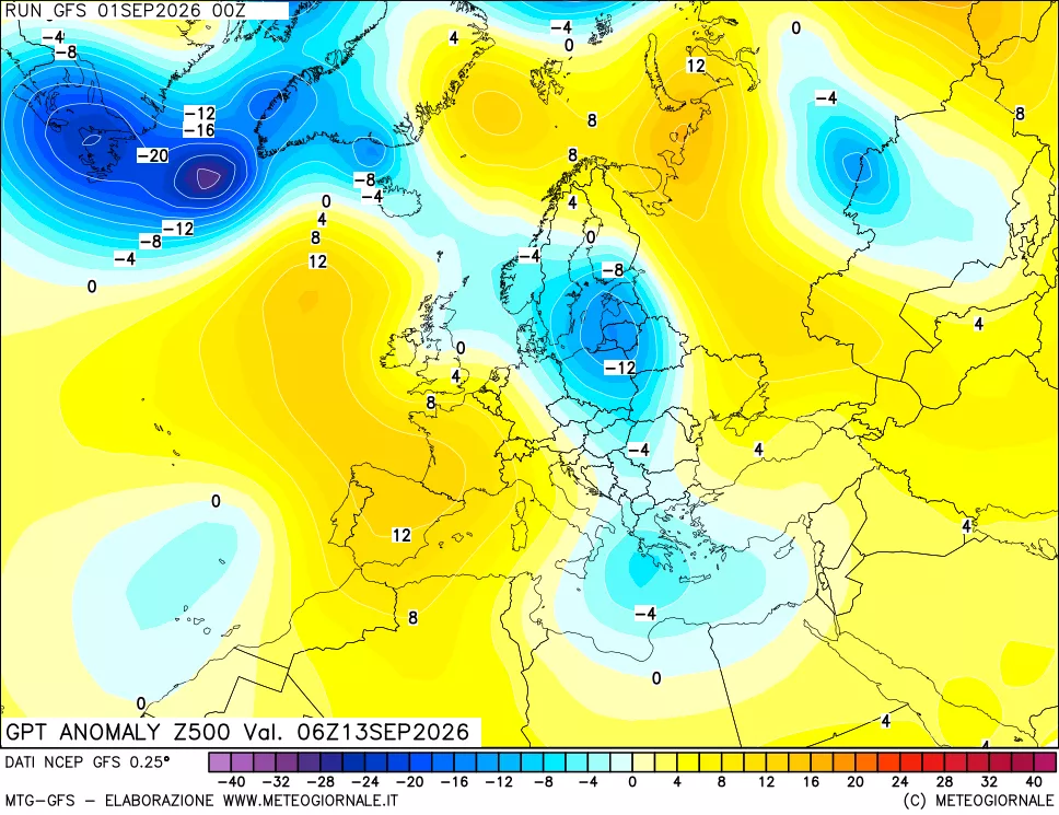 mappa 500 hPa GPT Anomaly vs Cli.No 1981-2010
