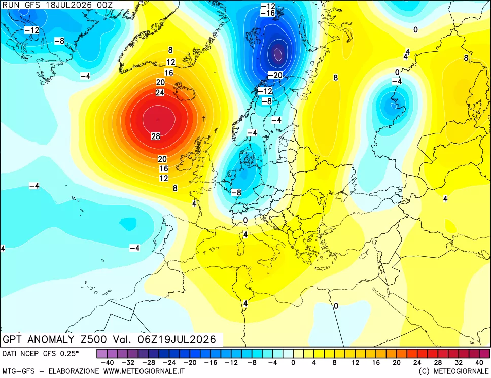 mappa 500 hPa GPT Anomaly vs Cli.No 1981-2010