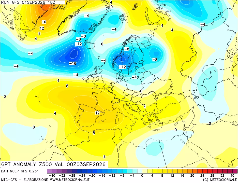 mappa 500 hPa GPT Anomaly vs Cli.No 1981-2010