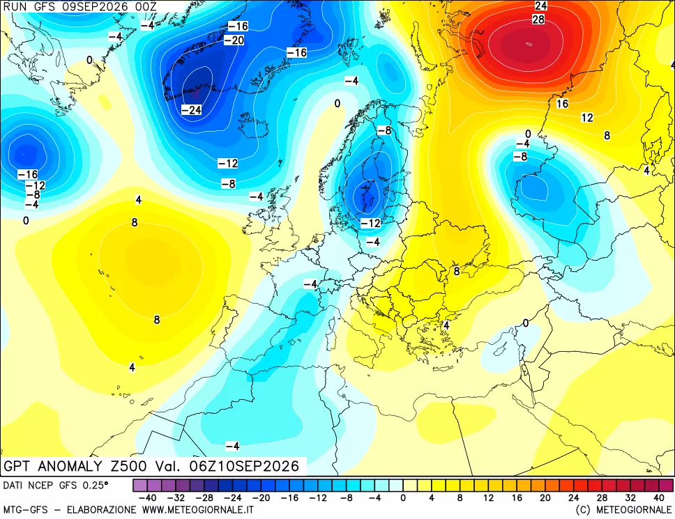 mappa 500 hPa GPT Anomaly vs Cli.No 1981-2010