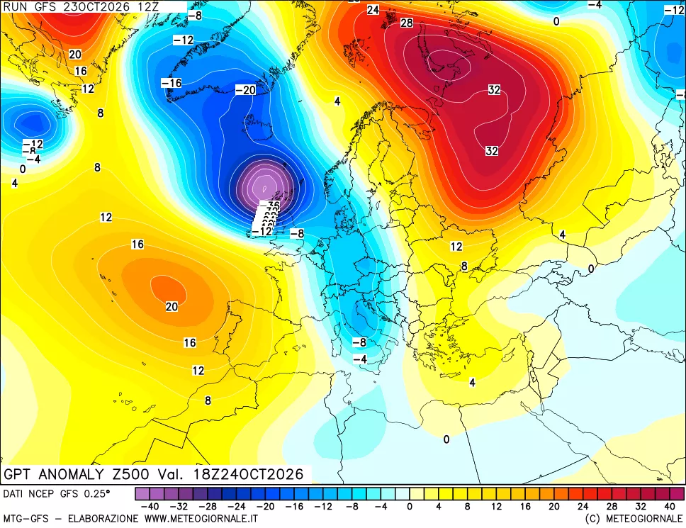 mappa 500 hPa GPT Anomaly vs Cli.No 1981-2010