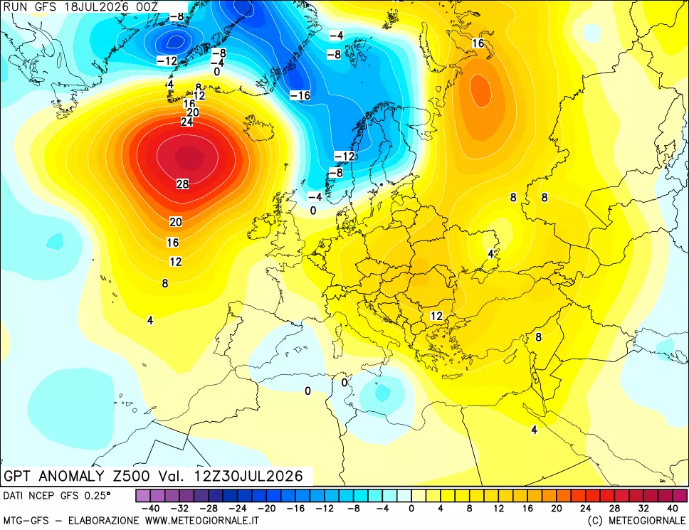 mappa 500 hPa GPT Anomaly vs Cli.No 1981-2010