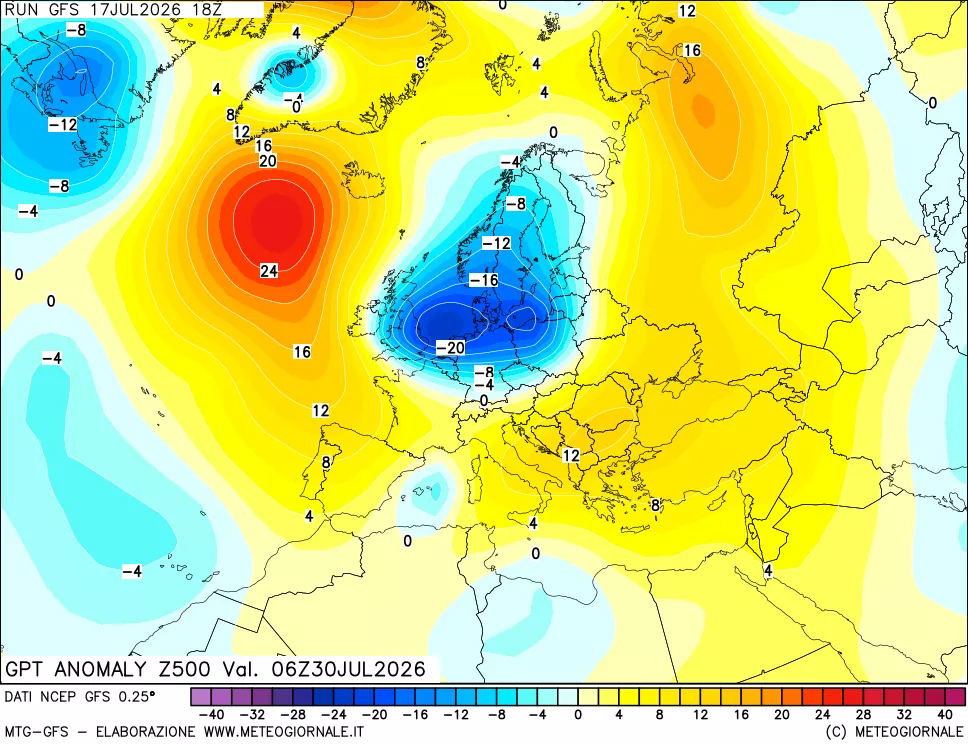 mappa 500 hPa GPT Anomaly vs Cli.No 1981-2010