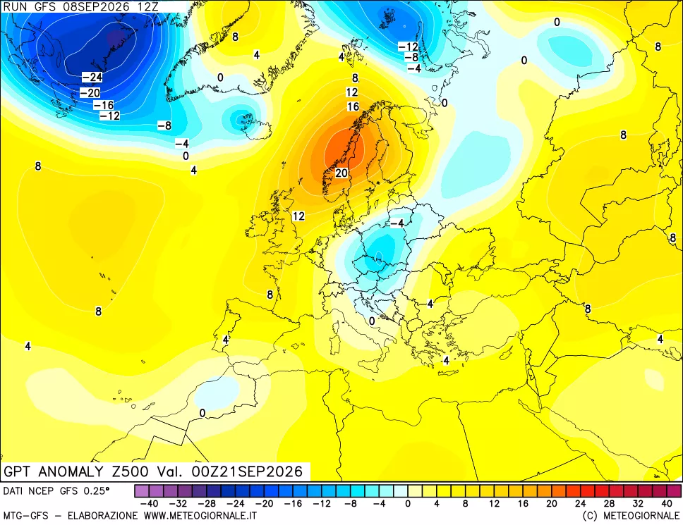 mappa 500 hPa GPT Anomaly vs Cli.No 1981-2010