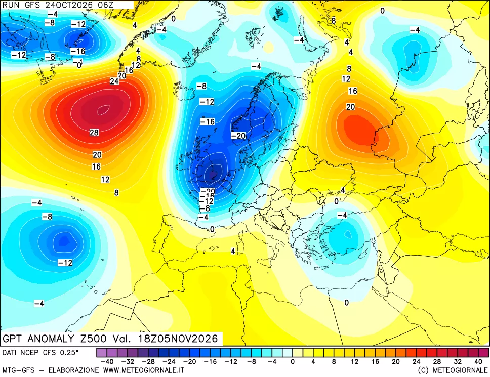 mappa 500 hPa GPT Anomaly vs Cli.No 1981-2010