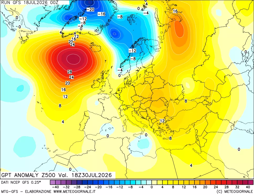 mappa 500 hPa GPT Anomaly vs Cli.No 1981-2010