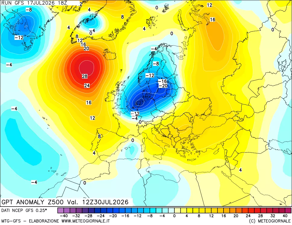mappa 500 hPa GPT Anomaly vs Cli.No 1981-2010