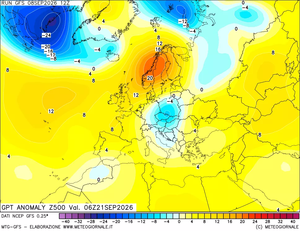 mappa 500 hPa GPT Anomaly vs Cli.No 1981-2010