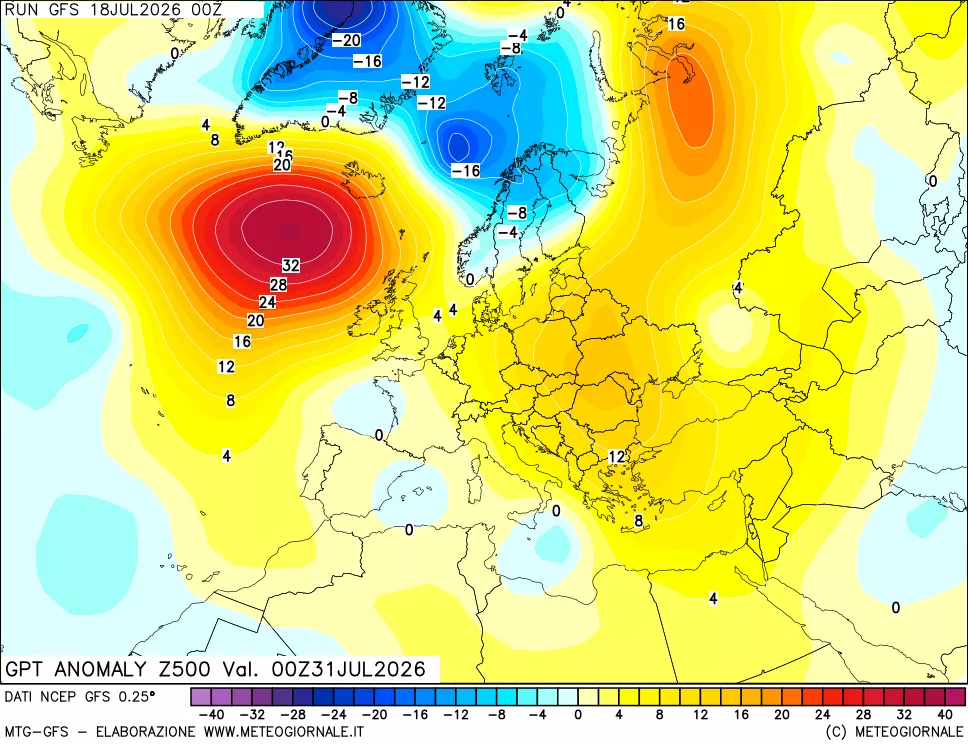 mappa 500 hPa GPT Anomaly vs Cli.No 1981-2010