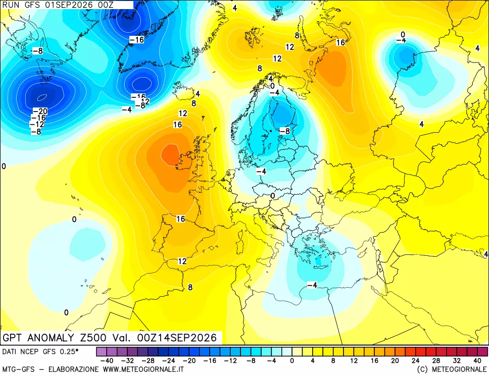 mappa 500 hPa GPT Anomaly vs Cli.No 1981-2010