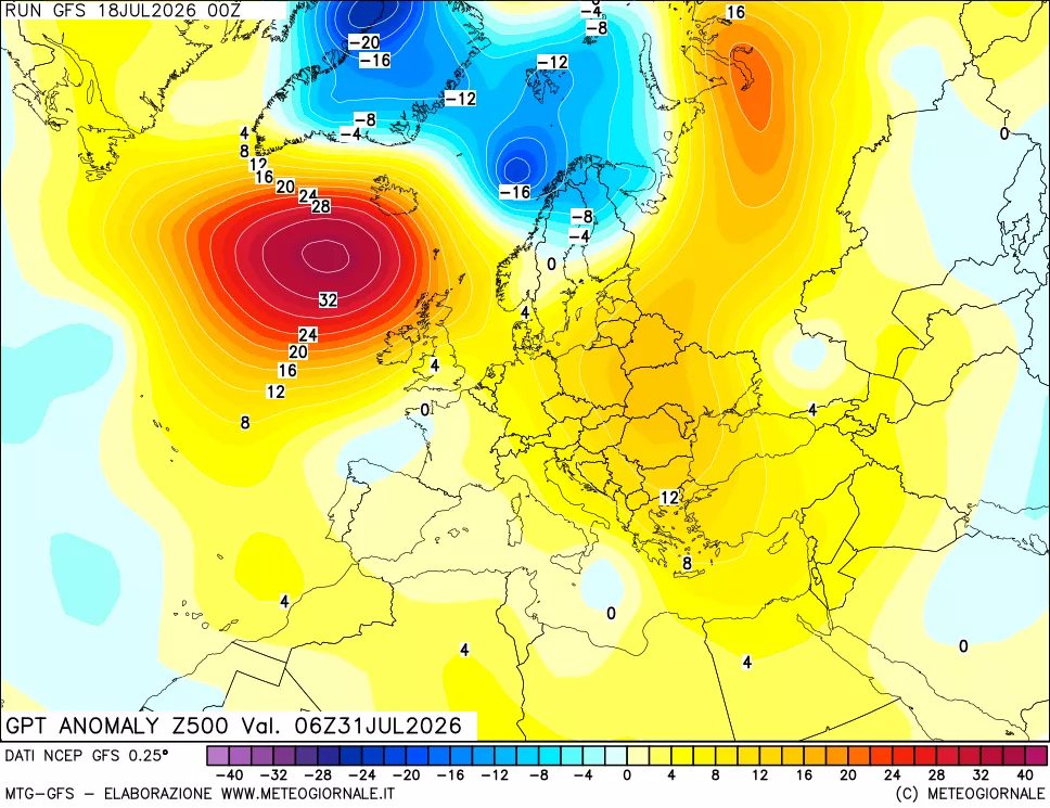 mappa 500 hPa GPT Anomaly vs Cli.No 1981-2010