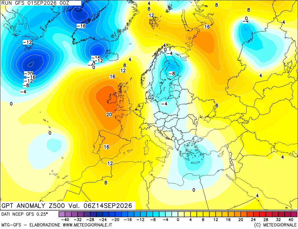 mappa 500 hPa GPT Anomaly vs Cli.No 1981-2010