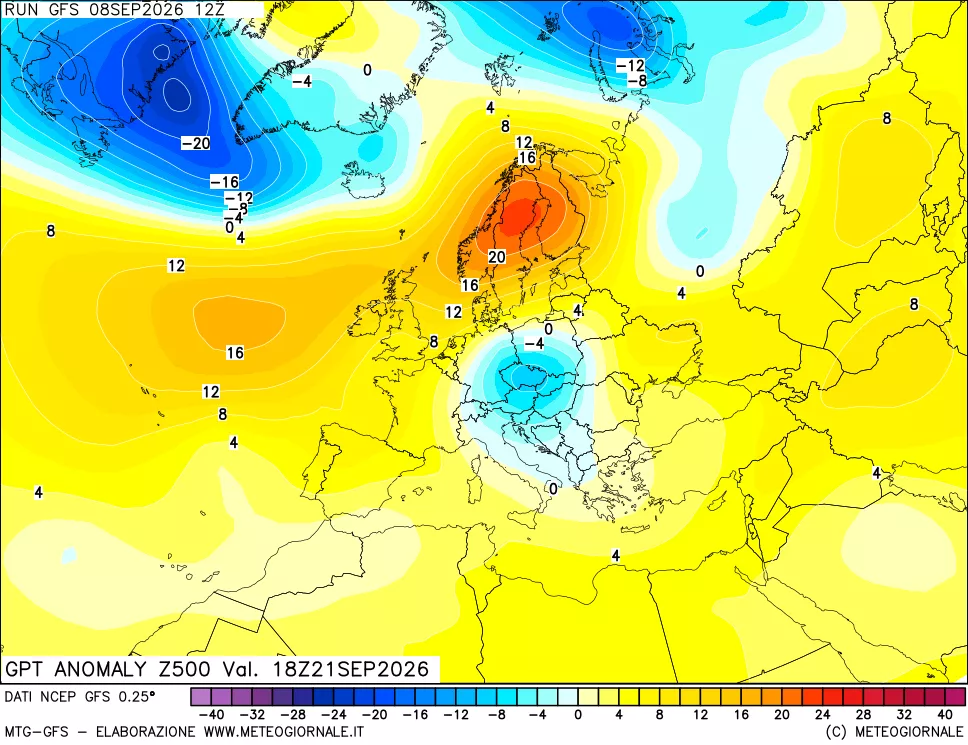 mappa 500 hPa GPT Anomaly vs Cli.No 1981-2010