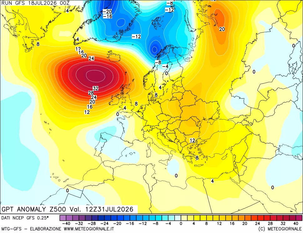 mappa 500 hPa GPT Anomaly vs Cli.No 1981-2010