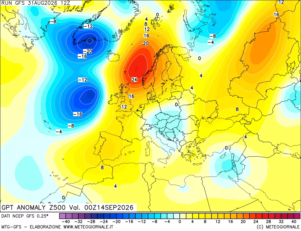 mappa 500 hPa GPT Anomaly vs Cli.No 1981-2010
