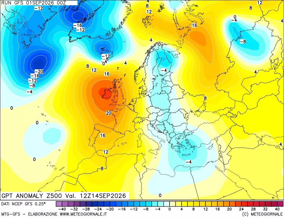 mappa 500 hPa GPT Anomaly vs Cli.No 1981-2010