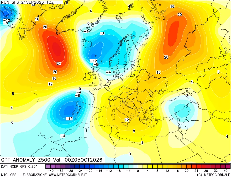 mappa 500 hPa GPT Anomaly vs Cli.No 1981-2010