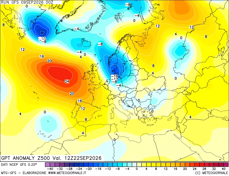 mappa 500 hPa GPT Anomaly vs Cli.No 1981-2010
