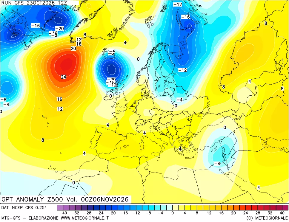 mappa 500 hPa GPT Anomaly vs Cli.No 1981-2010