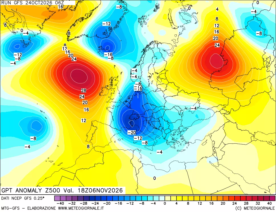 mappa 500 hPa GPT Anomaly vs Cli.No 1981-2010