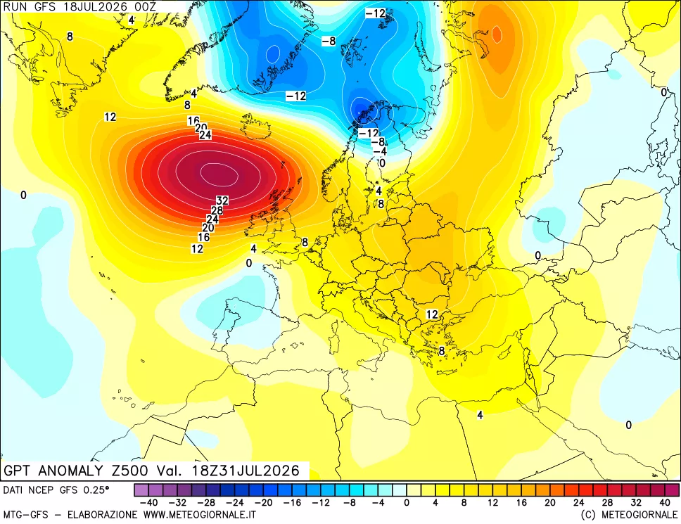 mappa 500 hPa GPT Anomaly vs Cli.No 1981-2010