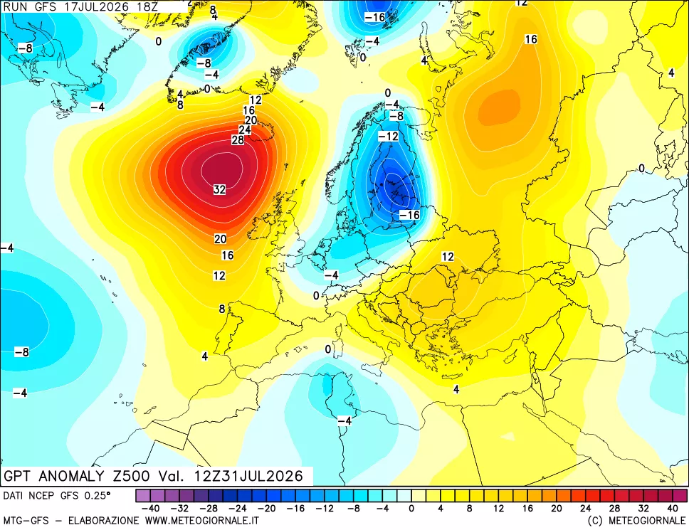 mappa 500 hPa GPT Anomaly vs Cli.No 1981-2010