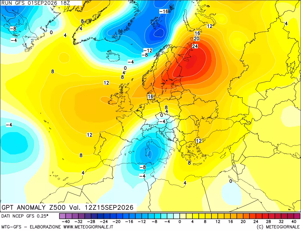 mappa 500 hPa GPT Anomaly vs Cli.No 1981-2010