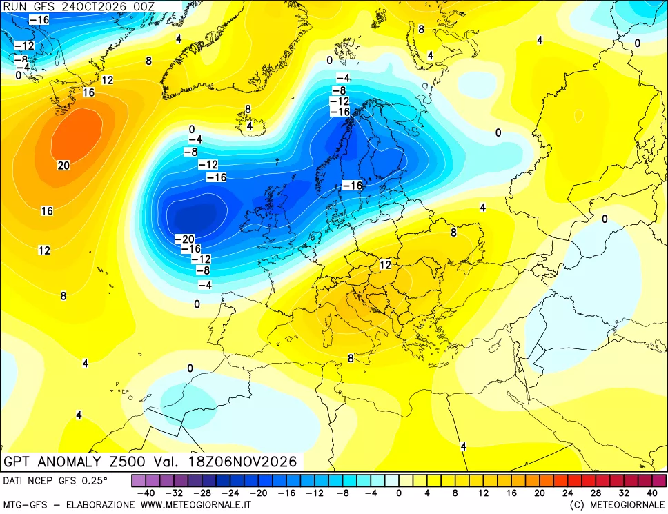 mappa 500 hPa GPT Anomaly vs Cli.No 1981-2010