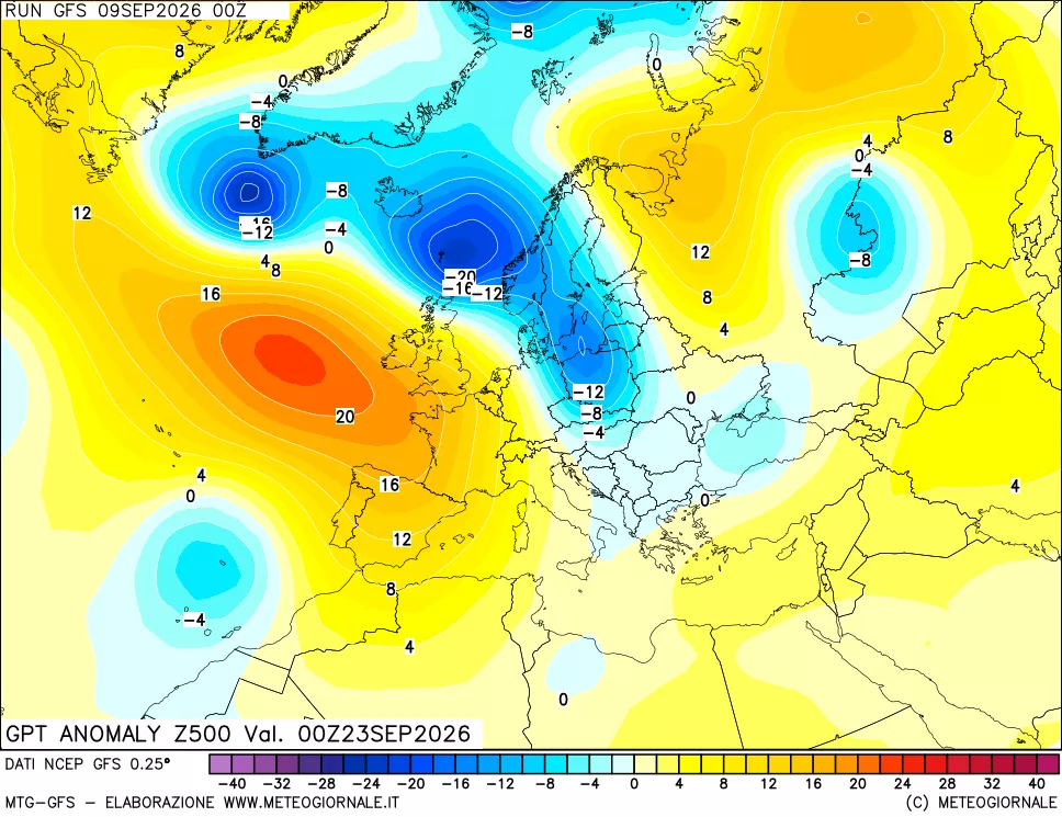 mappa 500 hPa GPT Anomaly vs Cli.No 1981-2010