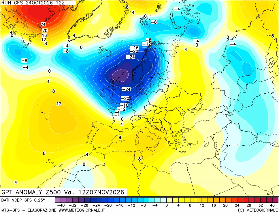 mappa 500 hPa GPT Anomaly vs Cli.No 1981-2010